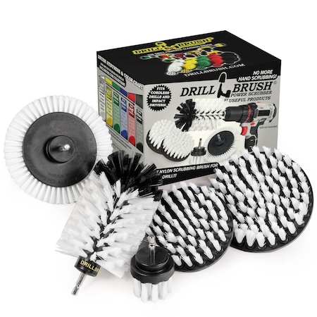 Drill Brush Power Scrubber By Useful Products 5 in W 7 in L Brush, White W-S-E542J-QC-DB